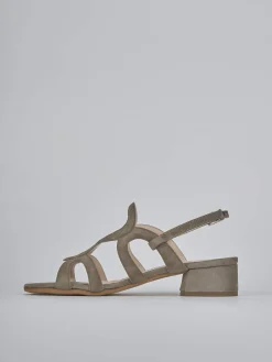 Sandali tacco 3cm camoscio beige