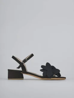 Sandali tacco 3cm camoscio nero