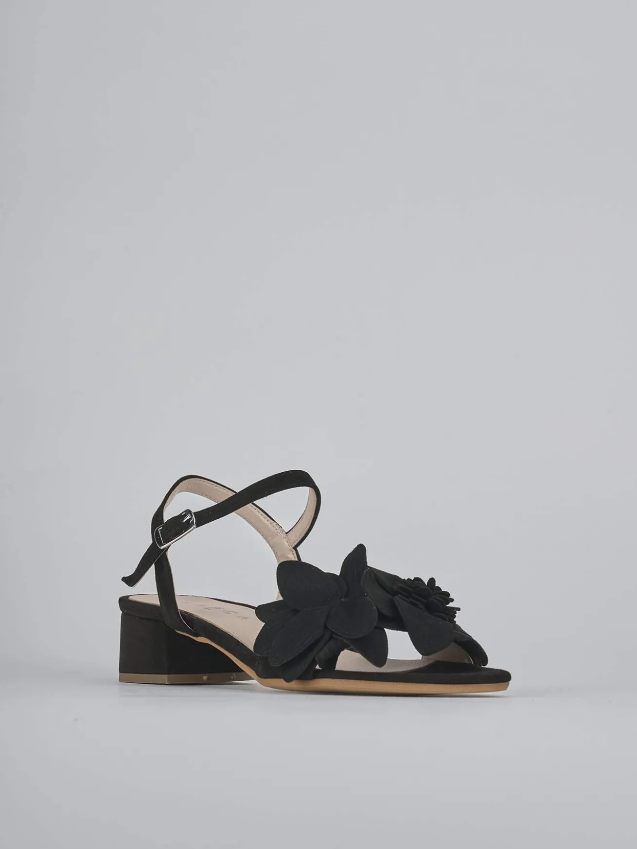 Sandali tacco 3cm camoscio nero