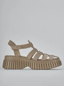 Sandali tacco 4cm camoscio beige