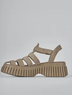 Sandali tacco 4cm camoscio beige