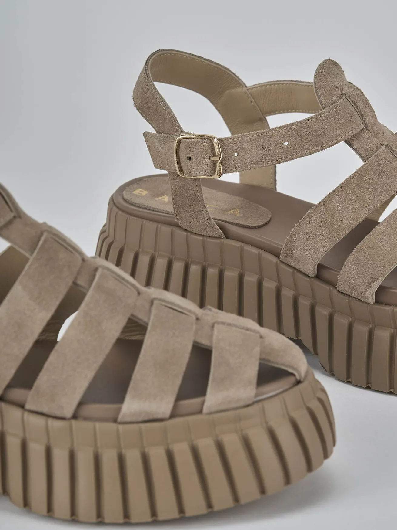 Sandali tacco 4cm camoscio beige