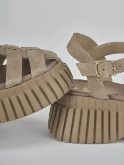 Sandali tacco 4cm camoscio beige