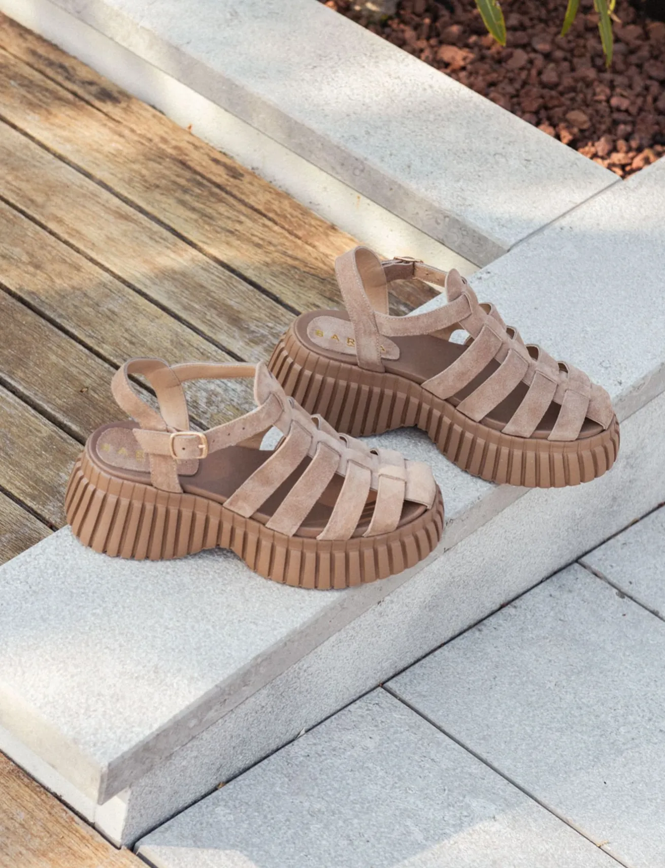 Sandali tacco 4cm camoscio beige