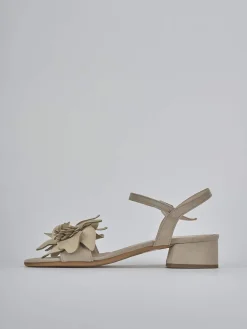 Sandali tacco 3cm camoscio beige