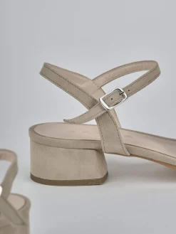 Sandali tacco 3cm camoscio beige