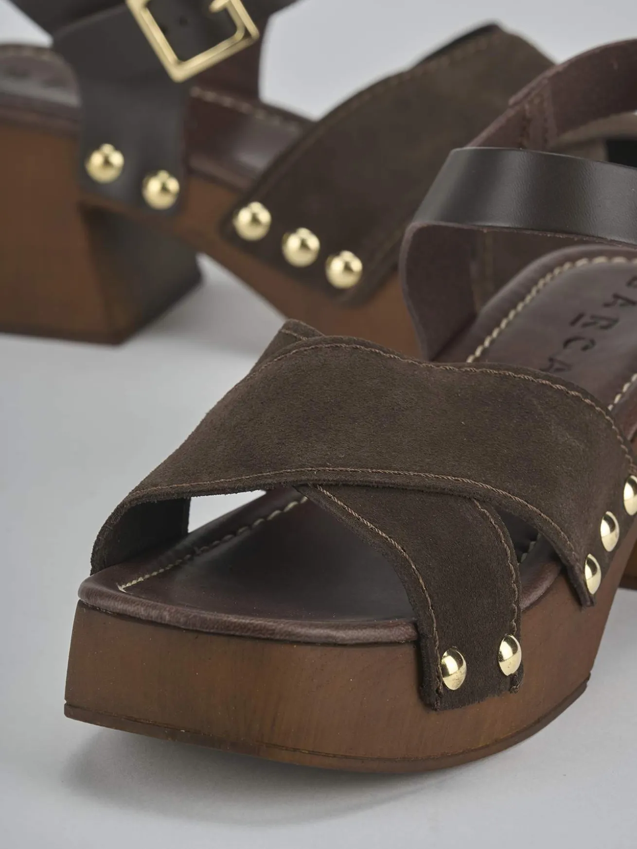 Sandali tacco 7cm camoscio testa