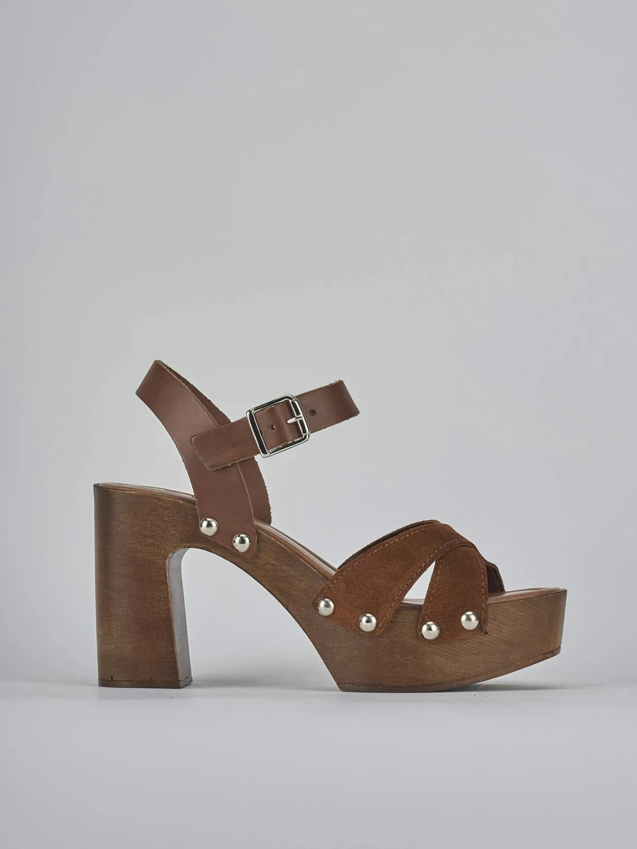 Sandali tacco 10cm camoscio marrone