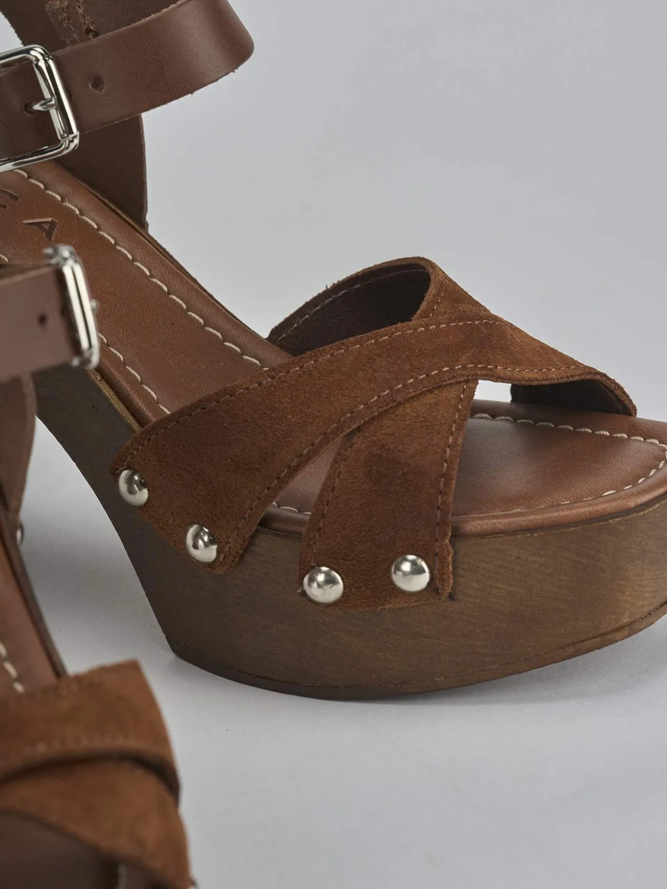 Sandali tacco 10cm camoscio marrone