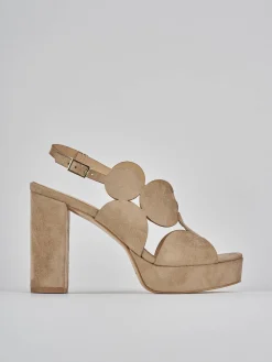 Sandali tacco 9cm camoscio beige