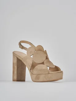 Sandali tacco 9cm camoscio beige