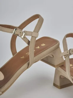 Sandali tacco 4cm camoscio beige