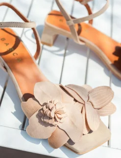 Sandali tacco 4cm camoscio beige