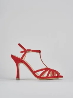 Sandali tacco 8cm camoscio rosso