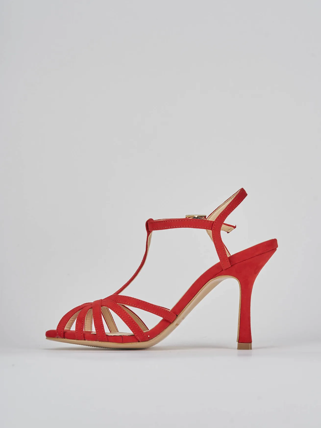 Sandali tacco 8cm camoscio rosso