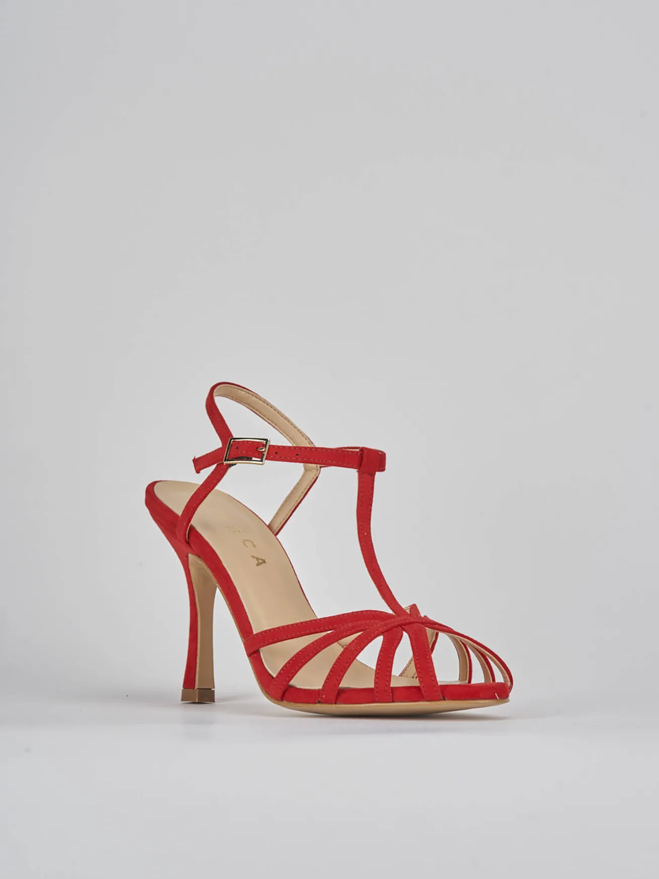 Sandali tacco 8cm camoscio rosso