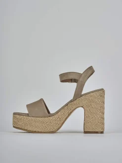 Sandali tacco 9cm camoscio beige