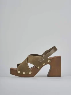 Sandali tacco 9cm camoscio verde