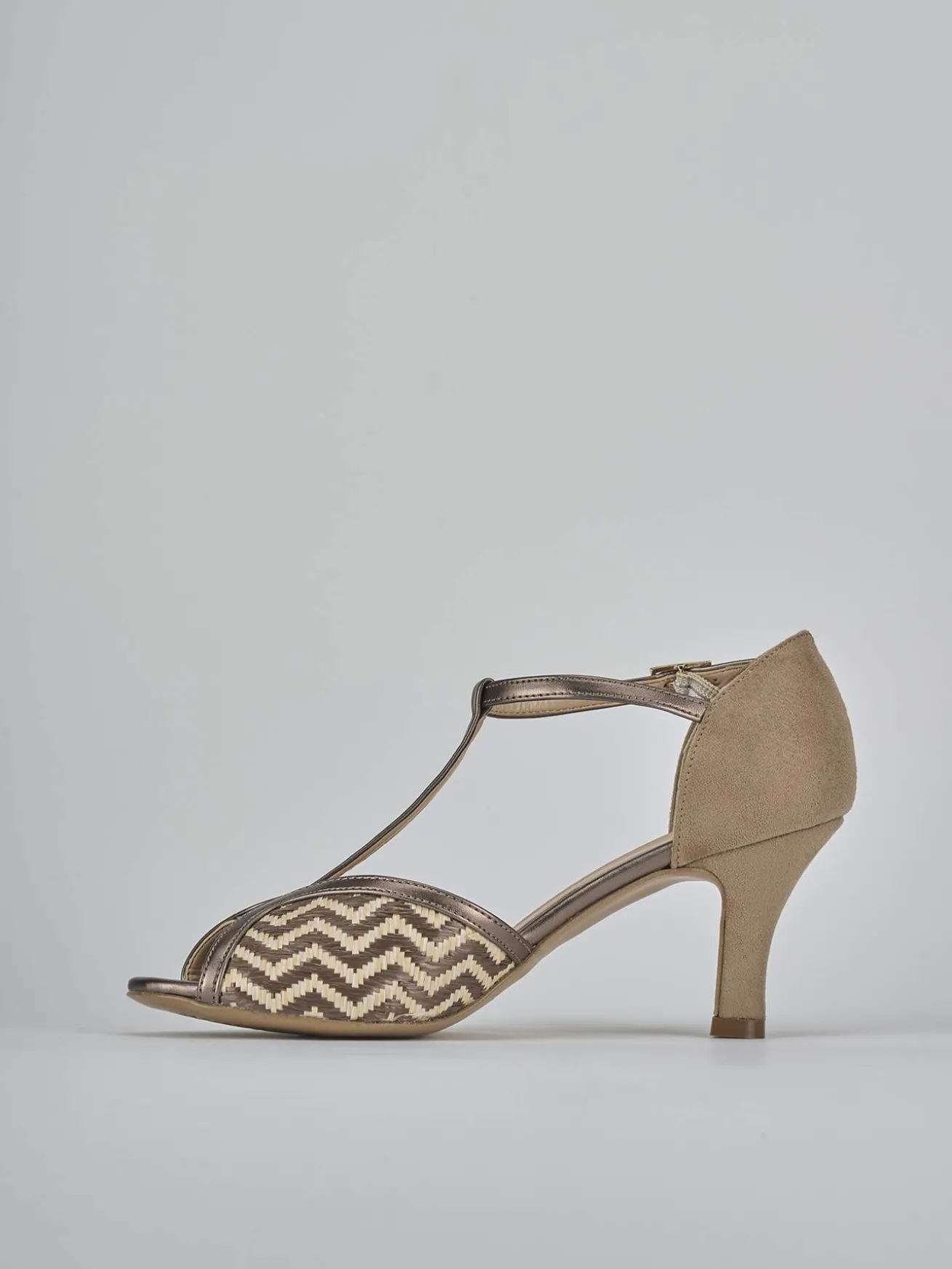 Sandali tacco 7cm camoscio bronzo