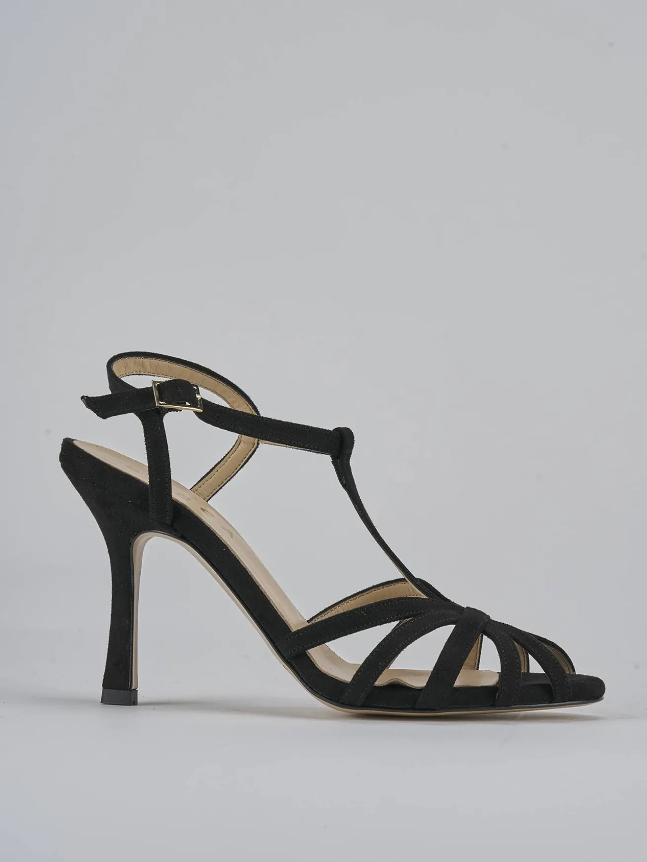 Sandali tacco 8cm camoscio nero