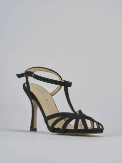 Sandali tacco 8cm camoscio nero