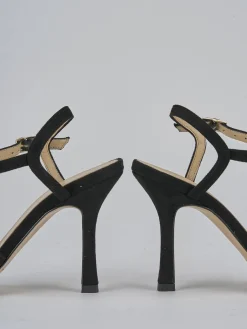 Sandali tacco 8cm camoscio nero