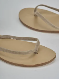 Sandali tacco 1cm camoscio beige