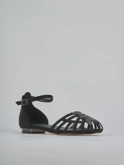 Sandali tacco 2cm camoscio sostenible nero