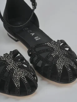 Sandali tacco 2cm camoscio sostenible nero