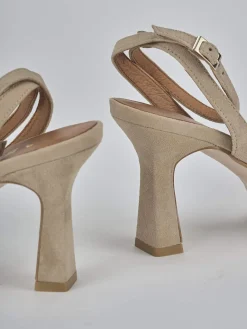 Sandali tacco 9cm camoscio beige
