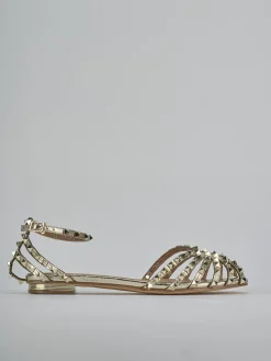 Sandali tacco 1cm camoscio sostenible oro