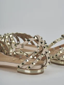 Sandali tacco 1cm camoscio sostenible oro