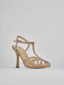Sandali tacco 8cm camoscio beige
