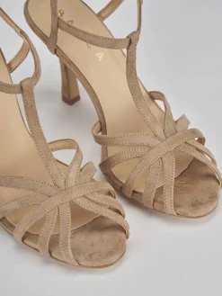 Sandali tacco 8cm camoscio beige