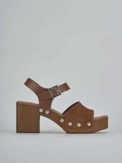 Sandali tacco 8cm camoscio marrone