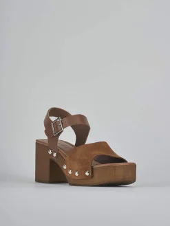 Sandali tacco 8cm camoscio marrone