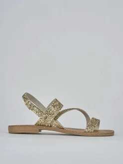 Sandali tacco 1cm glitter oro