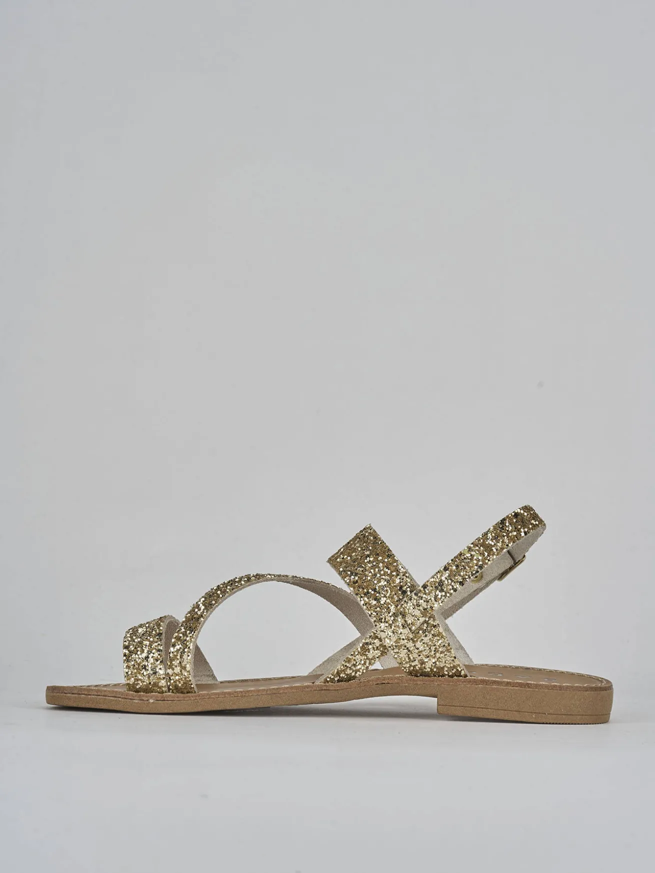 Sandali tacco 1cm glitter oro