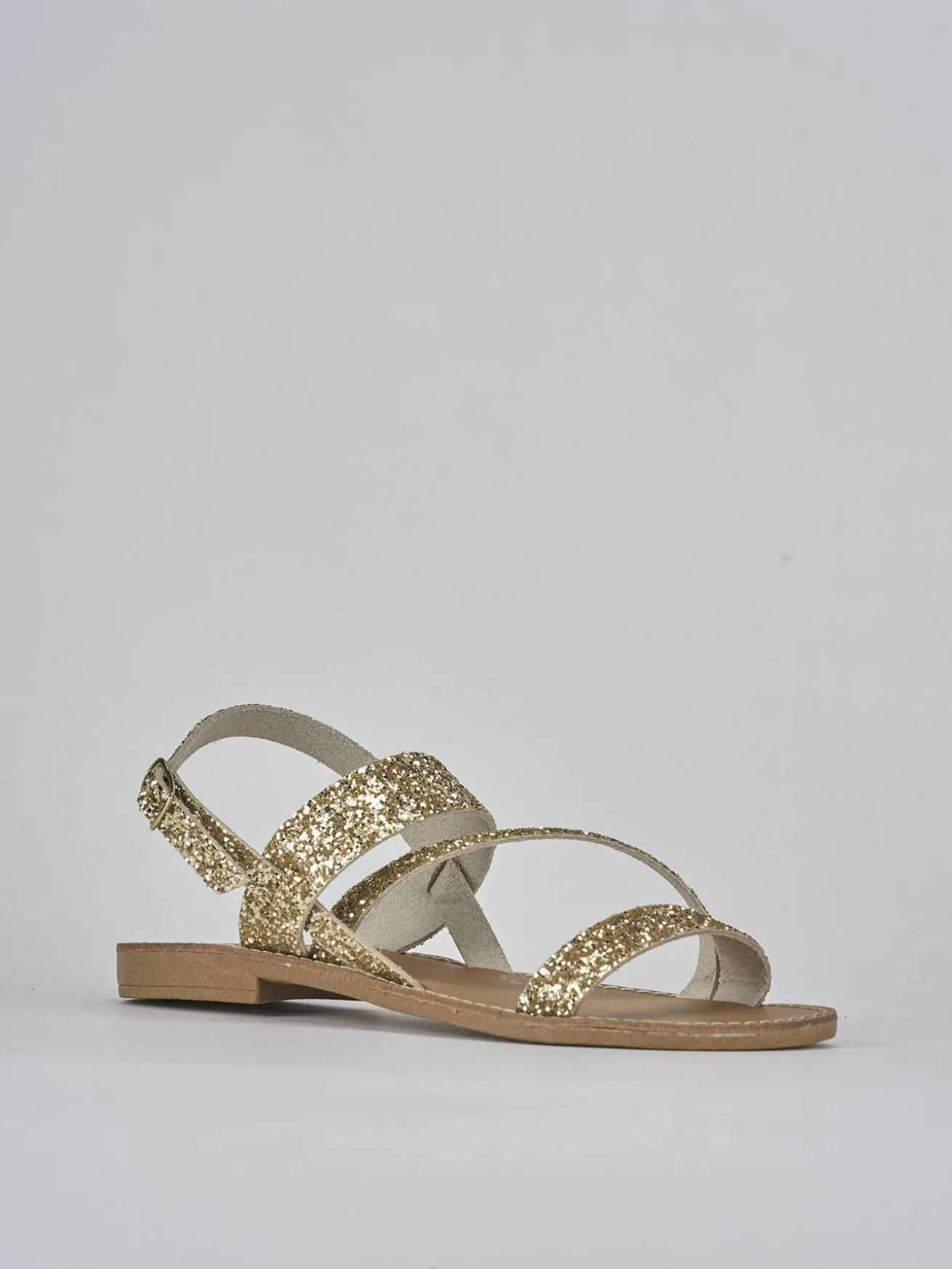 Sandali tacco 1cm glitter oro