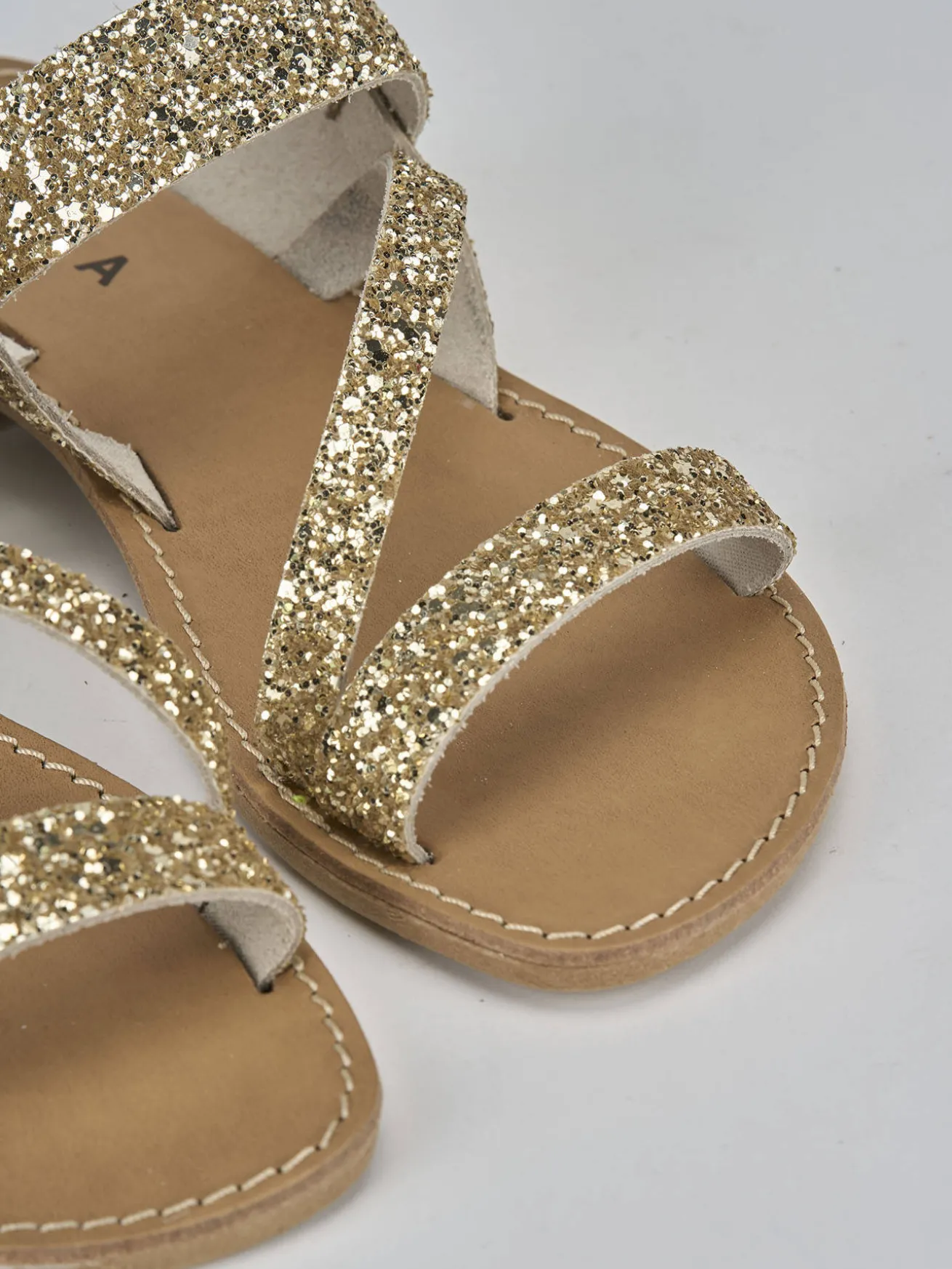 Sandali tacco 1cm glitter oro