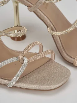 Sandali tacco 9cm glitter oro