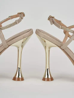 Sandali tacco 9cm glitter oro
