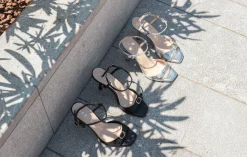 Sandali tacco 9cm laminato argento