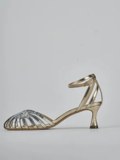 Sandali tacco 9cm laminato oro