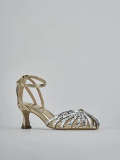Sandali tacco 9cm laminato oro