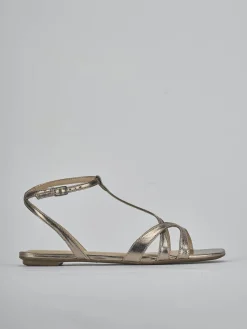 Sandali tacco 1cm laminato argento