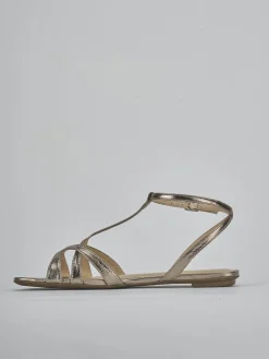 Sandali tacco 1cm laminato argento