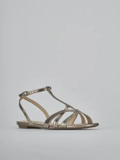 Sandali tacco 1cm laminato argento