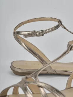 Sandali tacco 1cm laminato argento