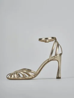 Sandali tacco 9cm laminato oro